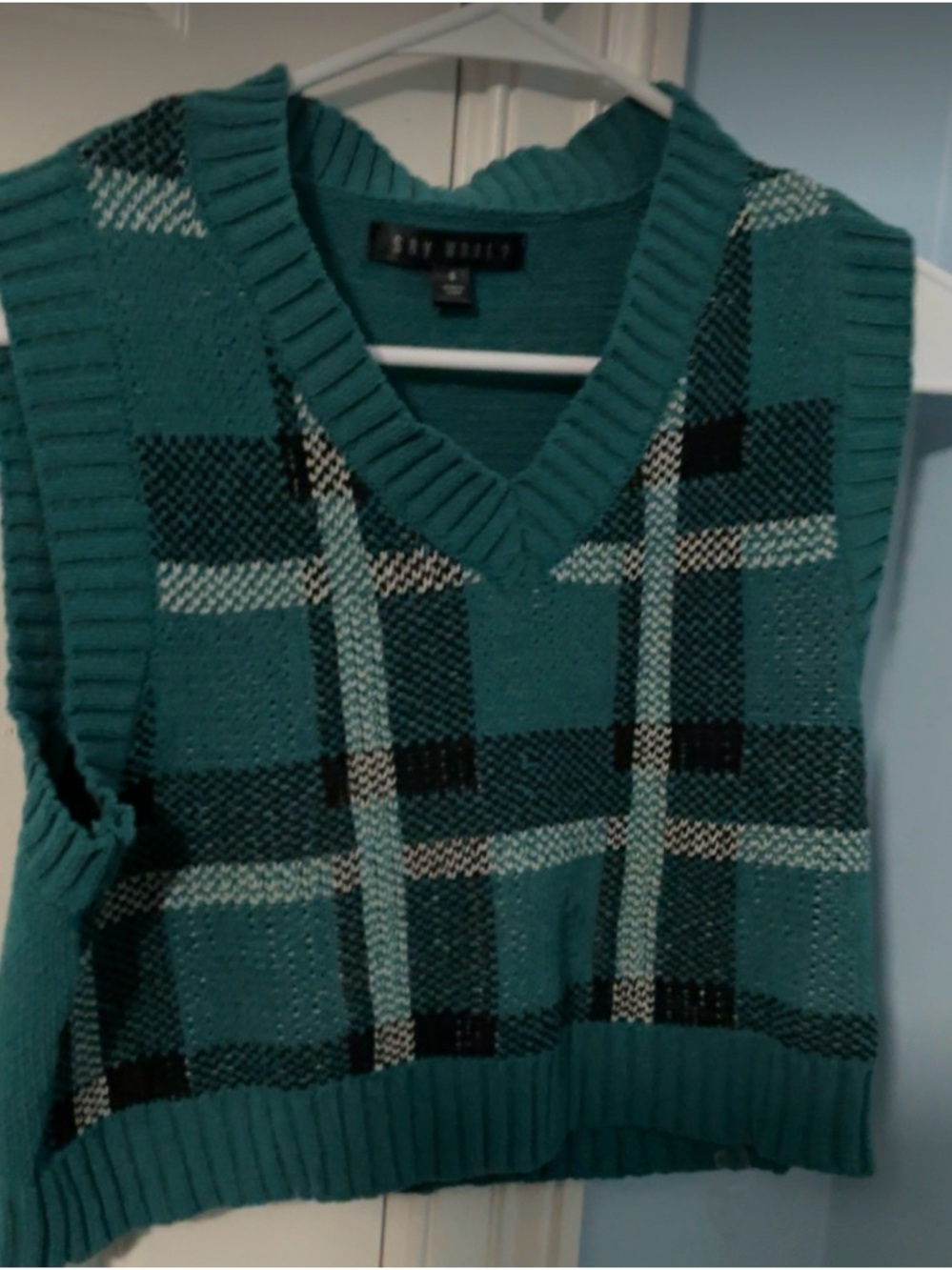 Say What? Green Black and White Sweater Vest